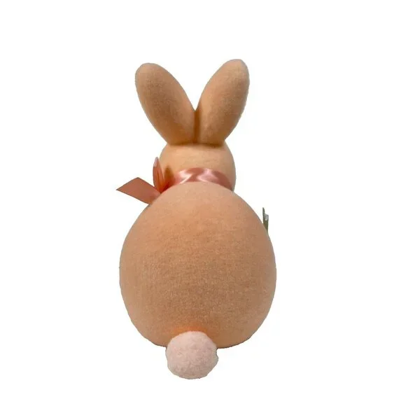 Way To Celebrate Easter Flocked Peach Bunny 9" Lightweight Decor - Picture 6 of 9